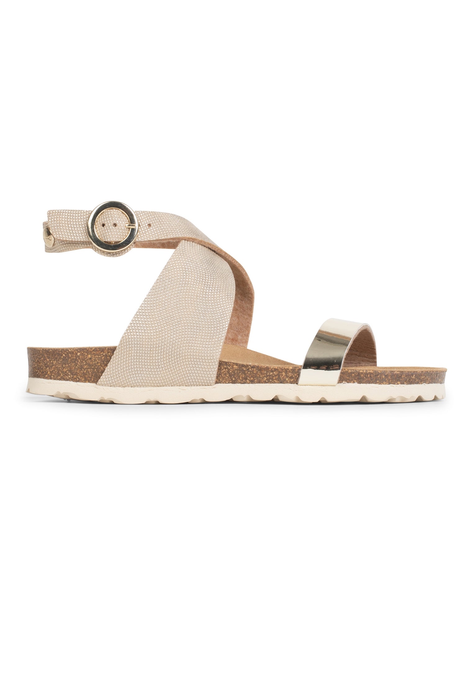 Goelette Grey and Beige Gold Multi-Strap Sandals