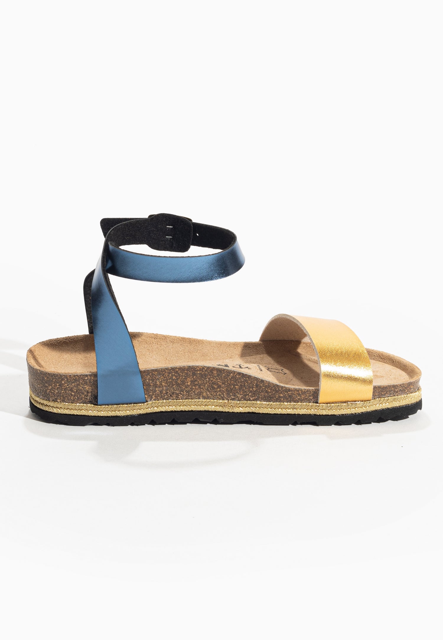 Jovial Navy Blue and Gold Multi-Strap Sandals