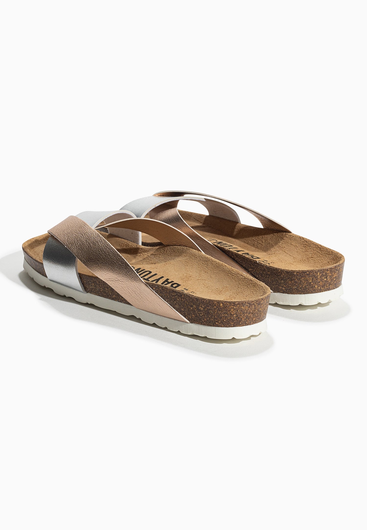 Mildura Rose Gold and Silver 2 Strap Sandals