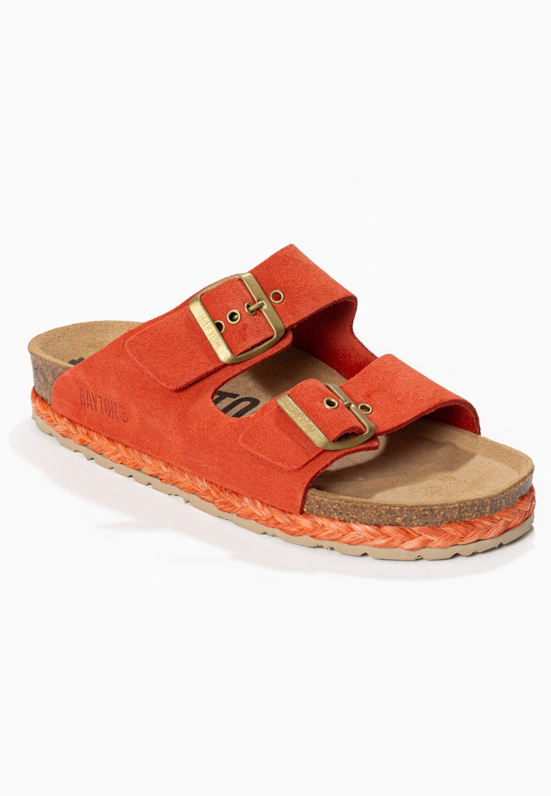 Atlas Coral Suede Leather 2 Strap Sandals