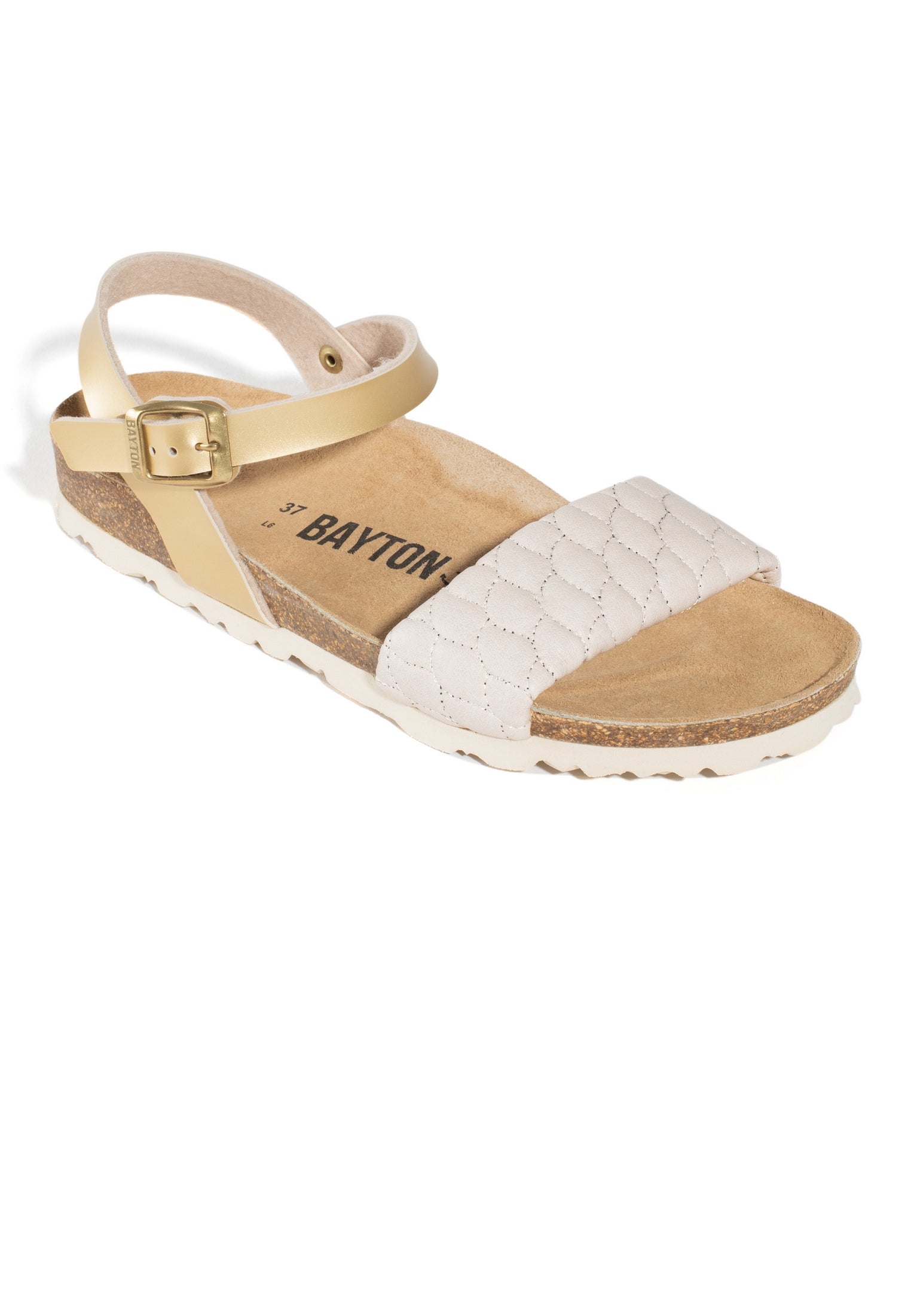 Sandalias Mimosa Multitiras Taupe Y Dorado