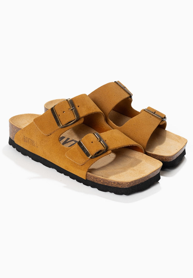 Atlas Camel Suede Leather 2 Strap Sandals