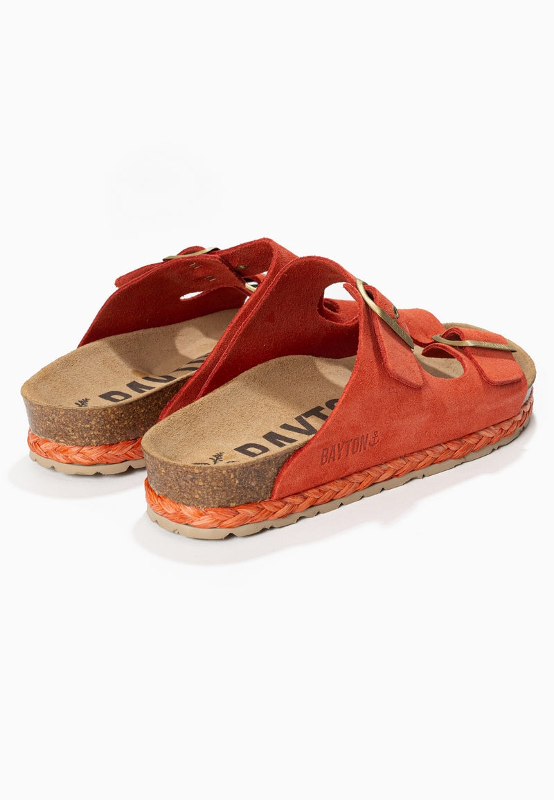 Atlas Coral Suede Leather 2 Strap Sandals