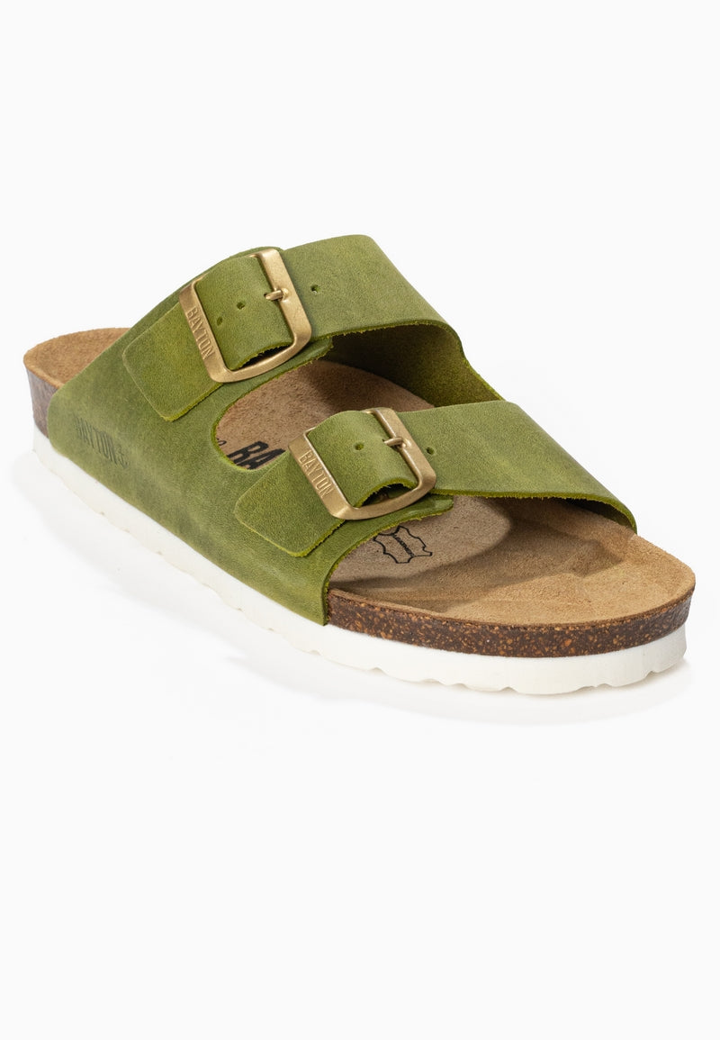 Sandales 2 Brides Atlas Vert 100% Cuir