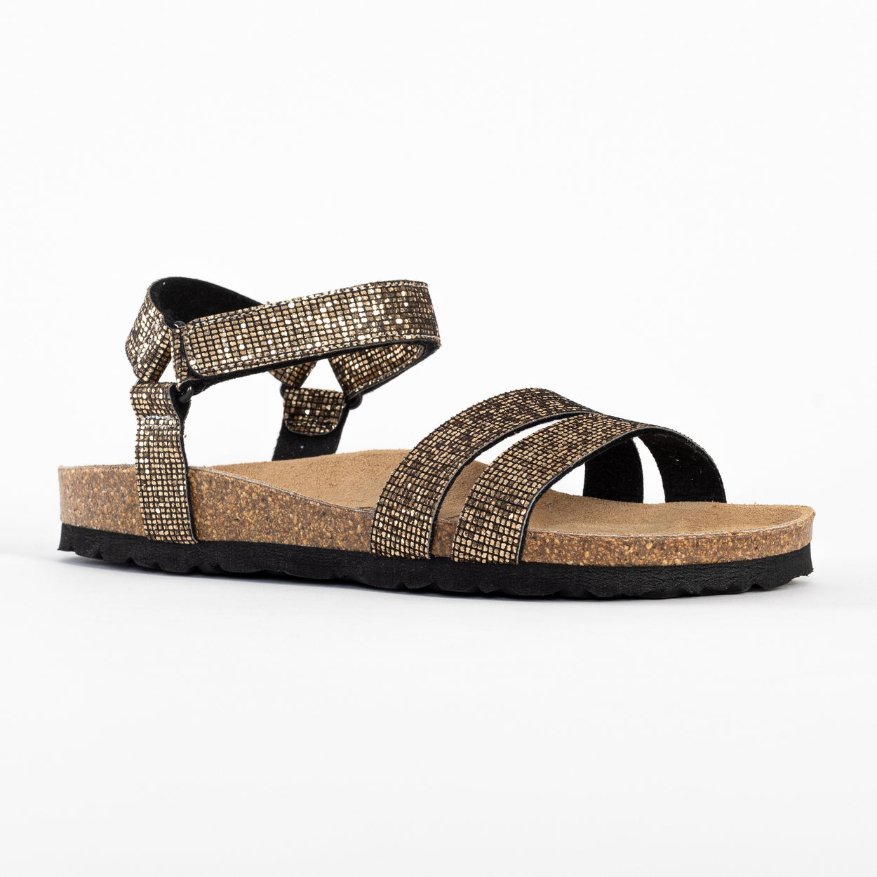 Elvas Black Multi-Strap Sandals