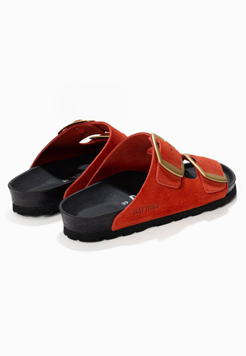 Alicante Orange Suede Leather 2 Strap Sandals