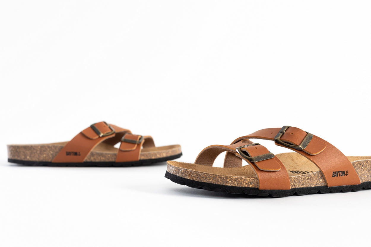 Sandalias Cleo 2 Tiras Camel