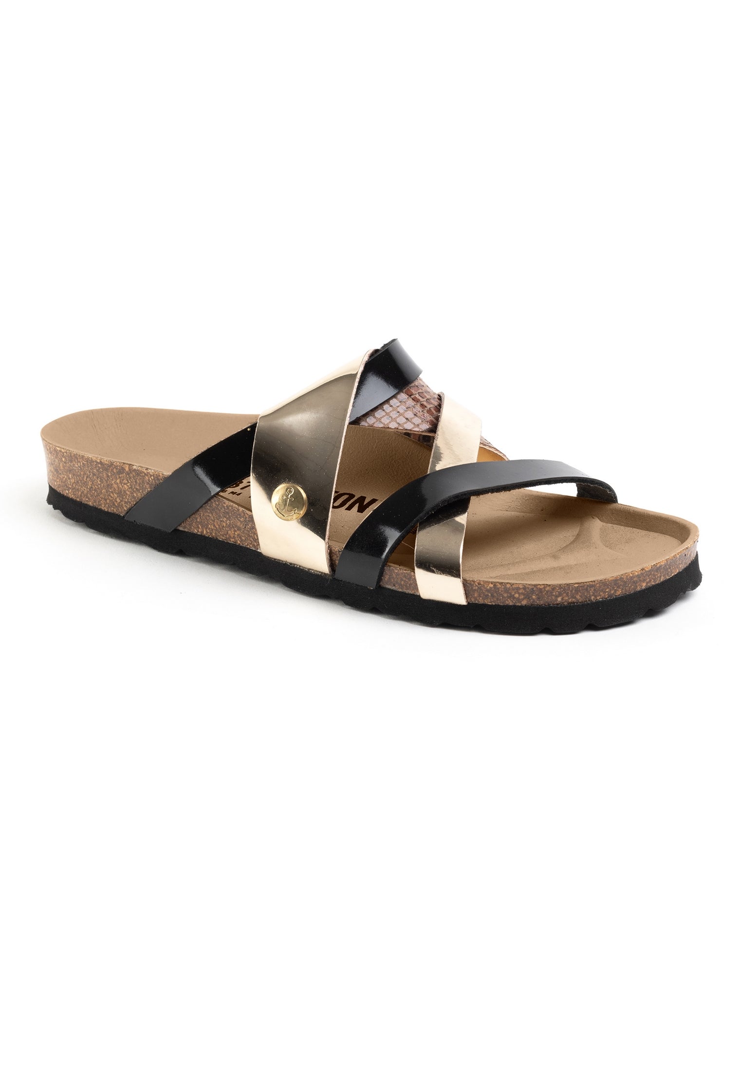 Batz Black and Light Brown Multi-Strap Sandals