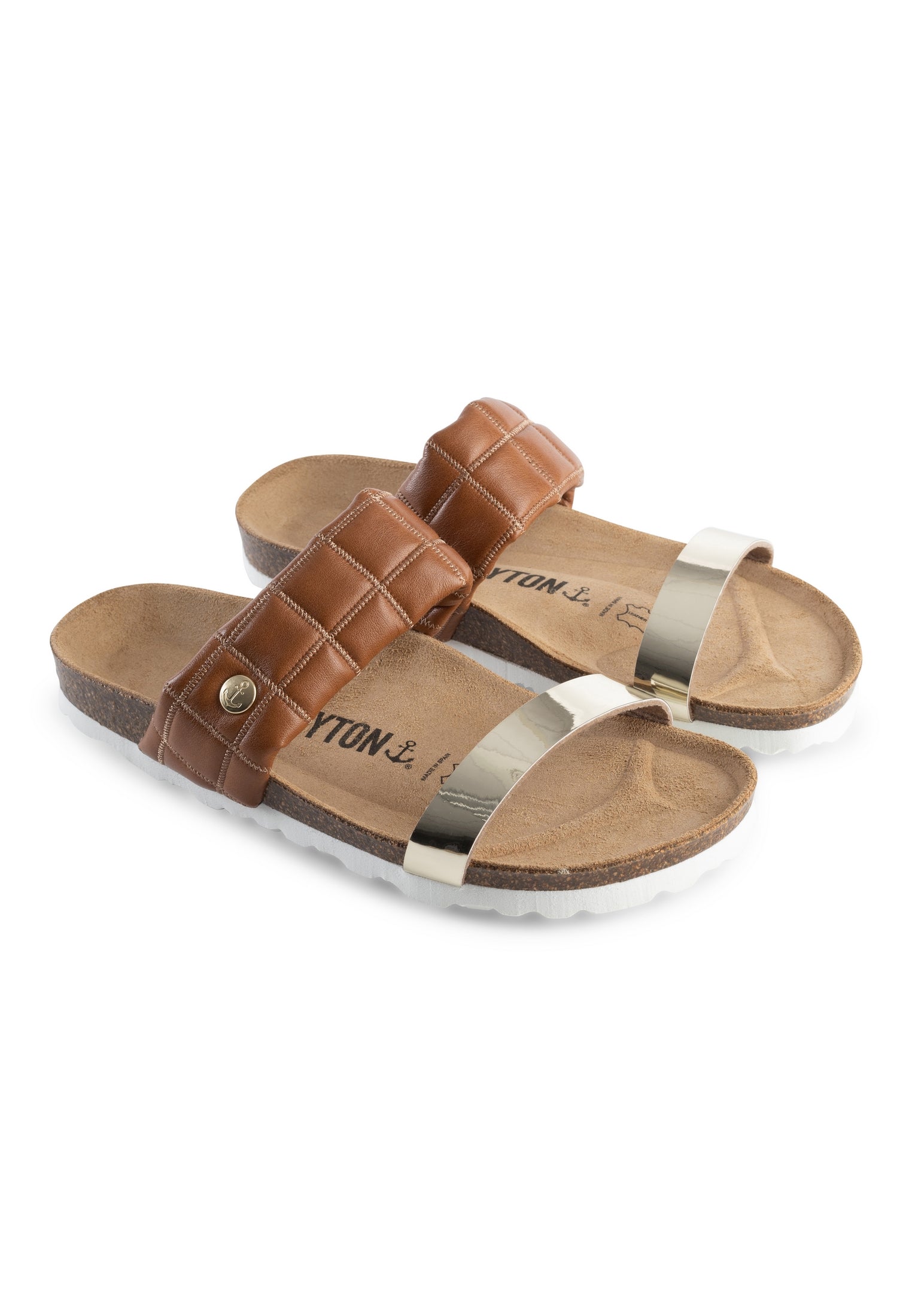 Manosque Light Gold and Camel Multi-Strap Sandals