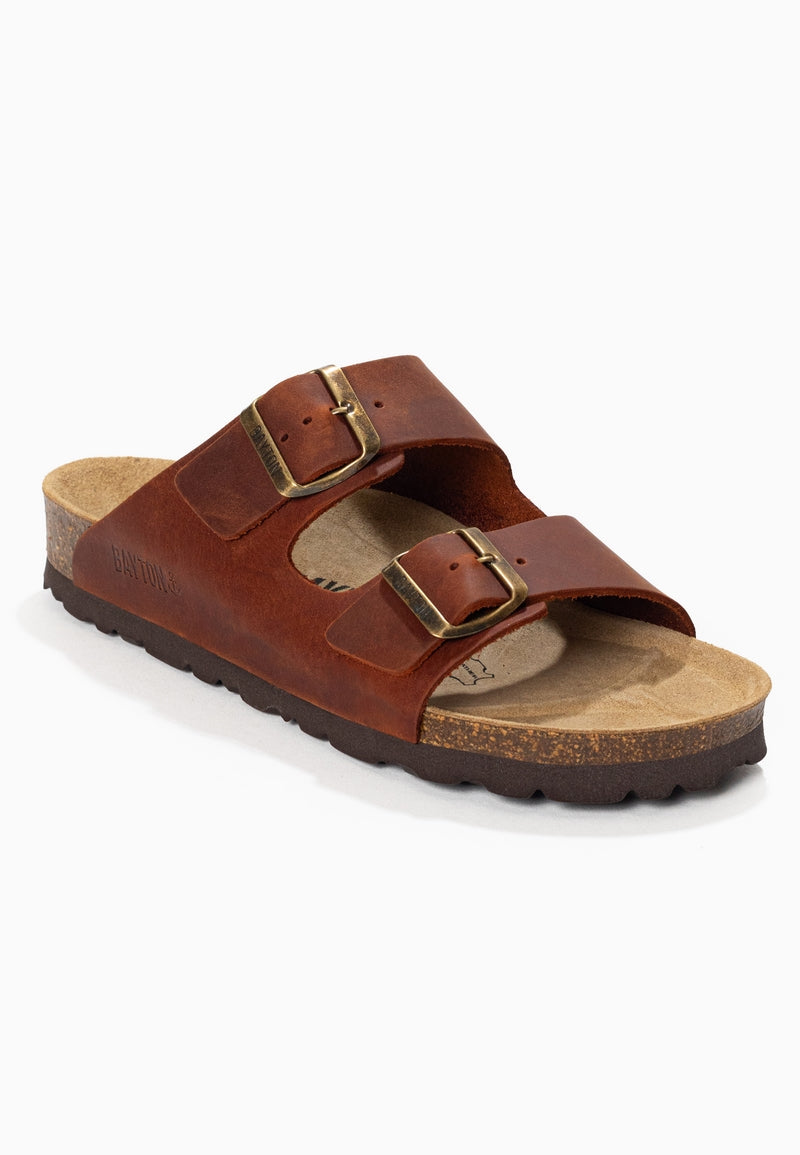 Sandales 2 Brides Atlas Marron 100% Cuir