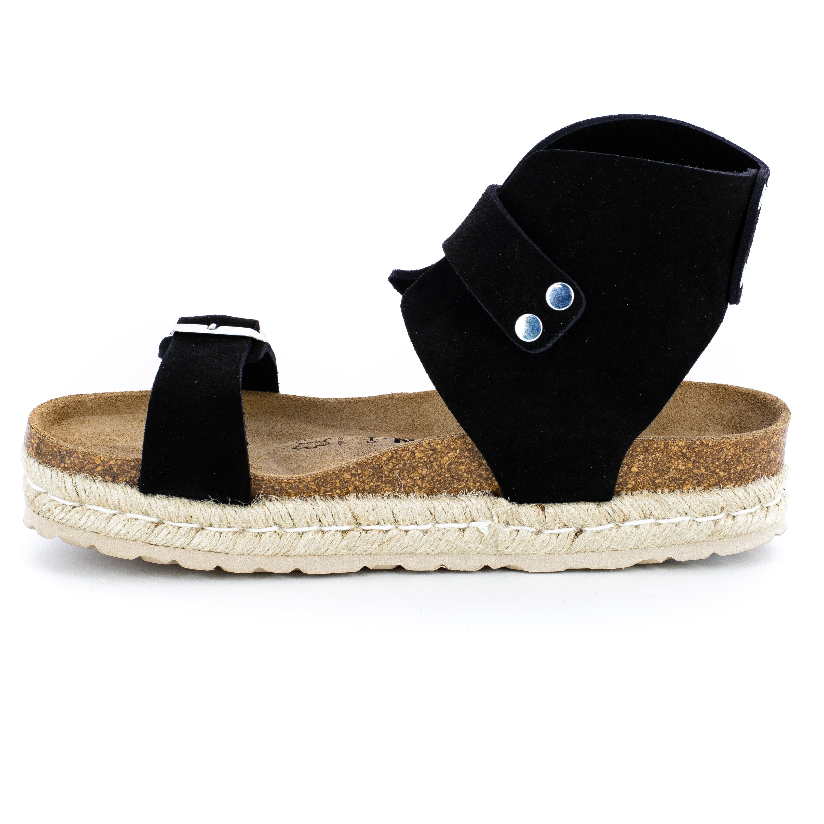 Dubbo Black Suede Leather Multi-Strap Platform Sandals