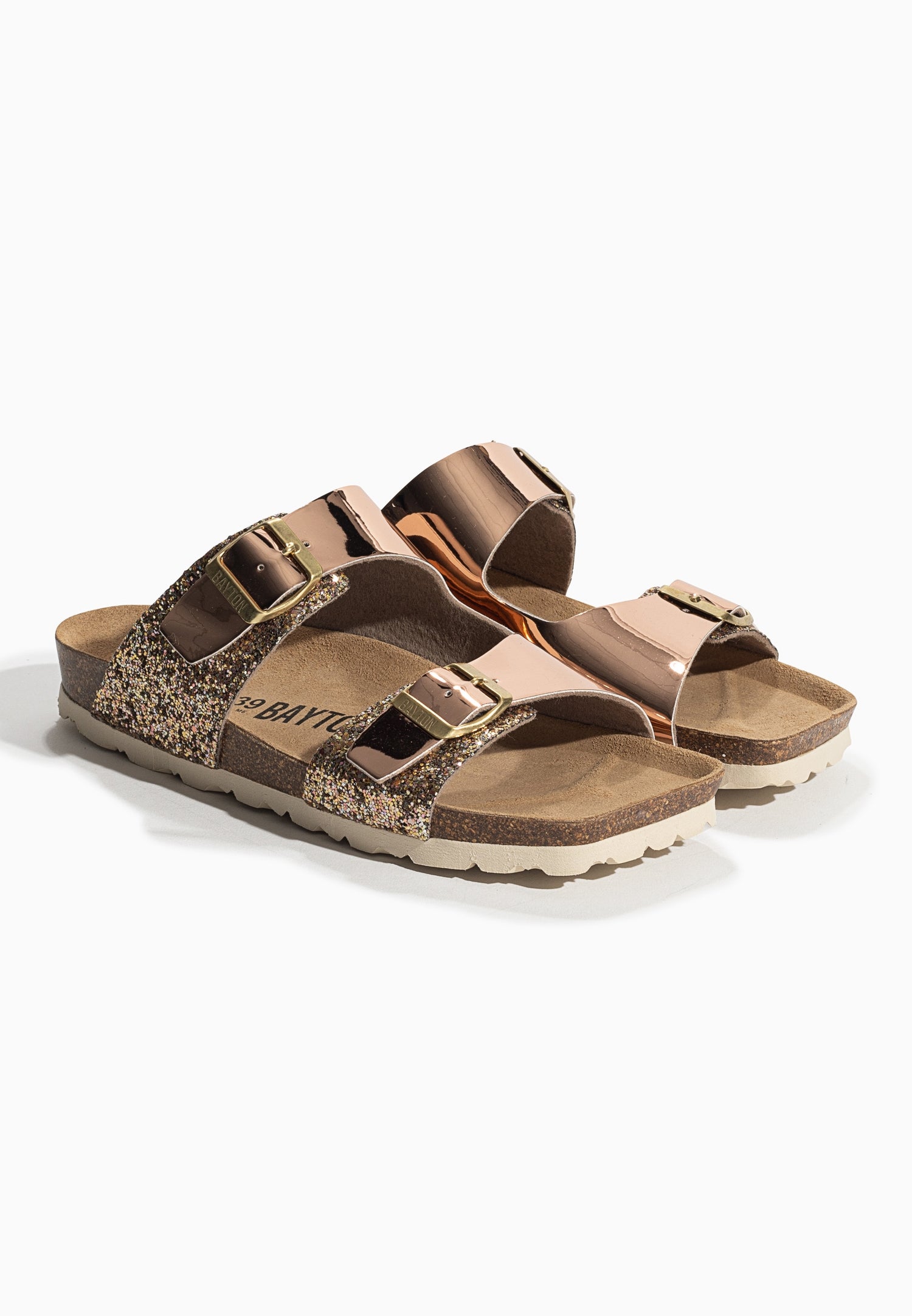 Ilithyie Rose gold and glitter 2-strap sandals