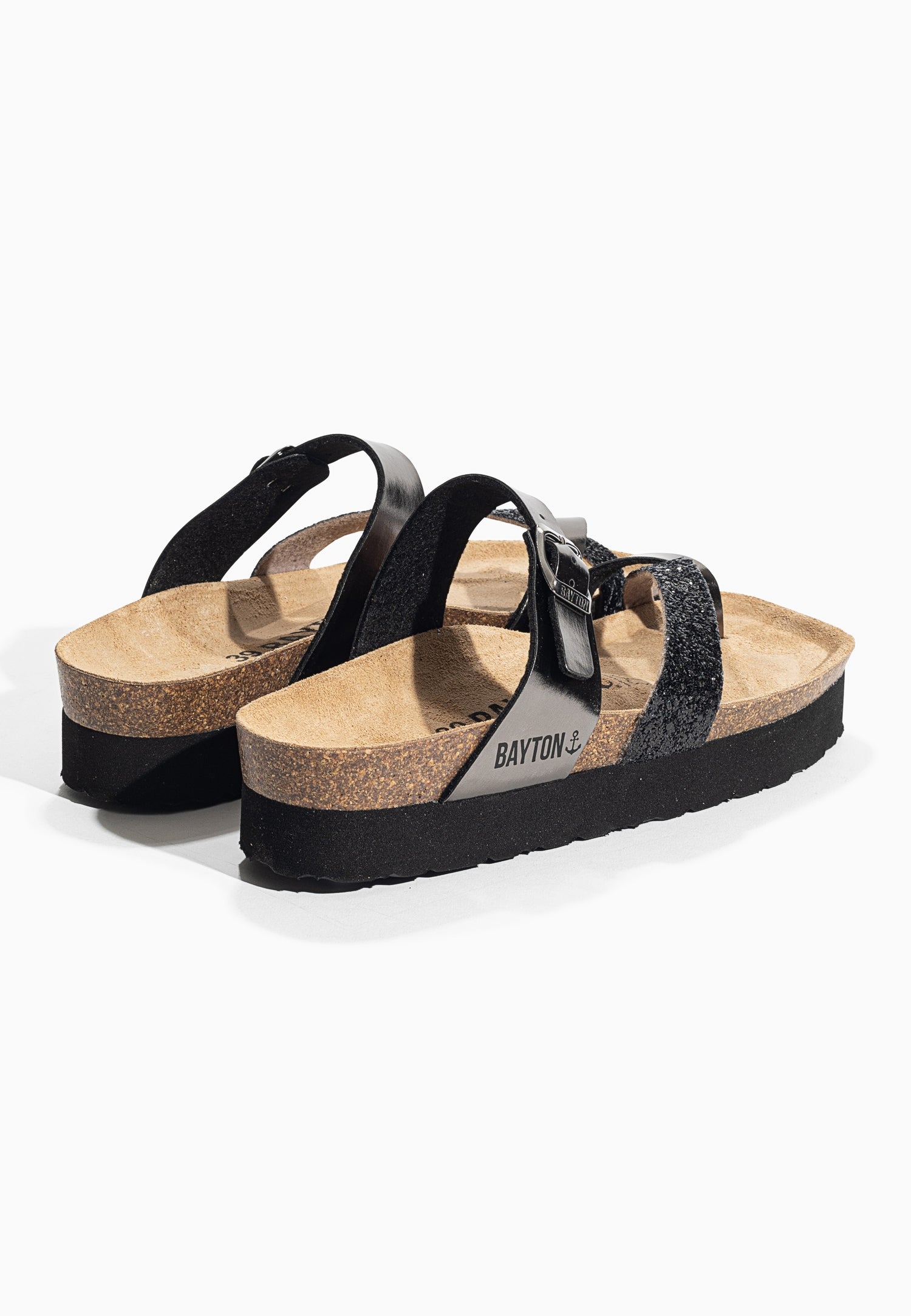 Andromac Dark Silver and Glitter Platform Sandals