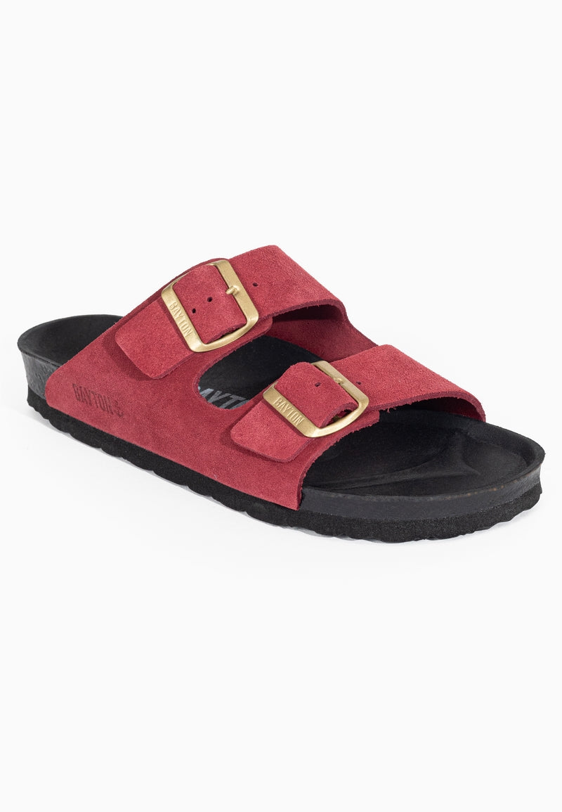 Atlas Bordeaux Suede Leather 2 Strap Sandals