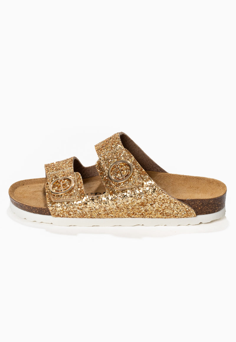 Anatol Gold Glitter 2 Strap Sandals