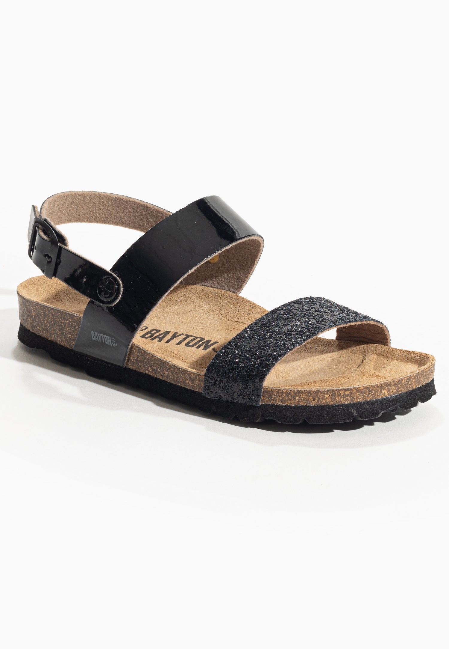 Abyss Black and Glitter Multi-Strap Sandals