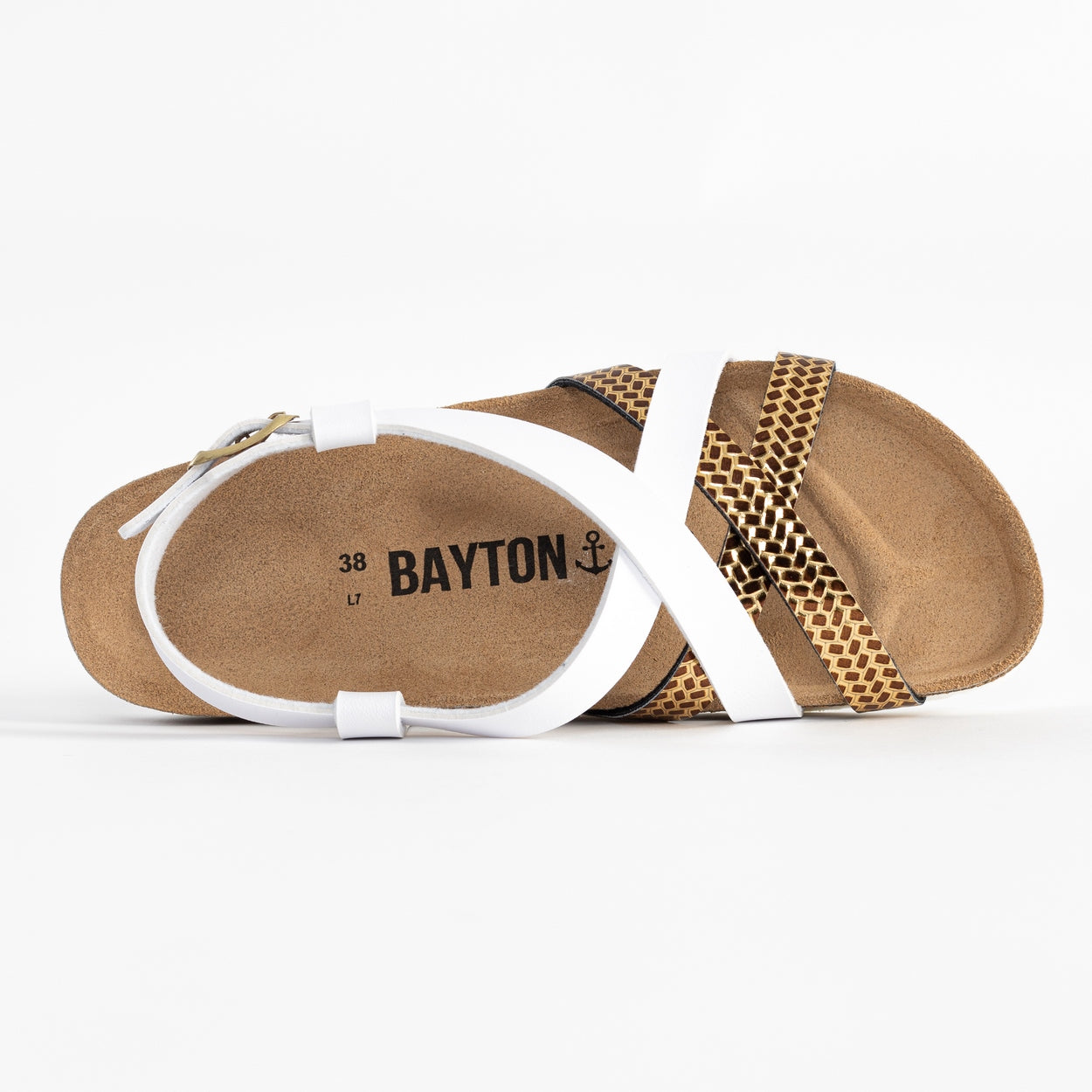 Kari White and Gold Multi-Strap Sandals