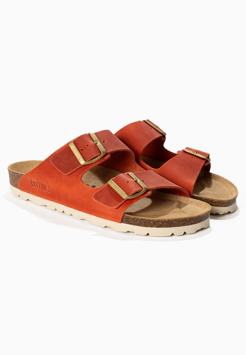 Sandales 2 Brides Atlas Orange 100% Cuir