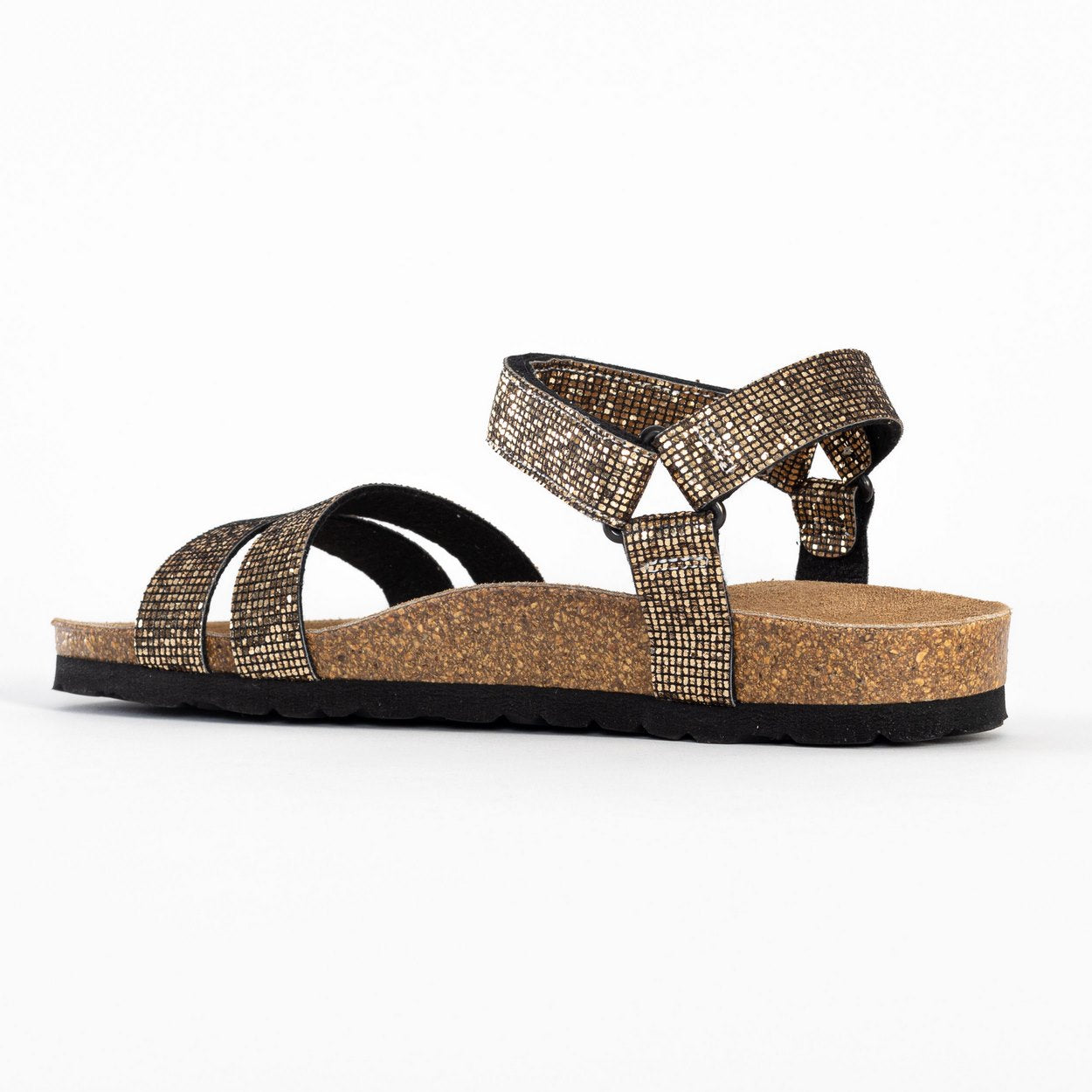 Elvas Black Multi-Strap Sandals