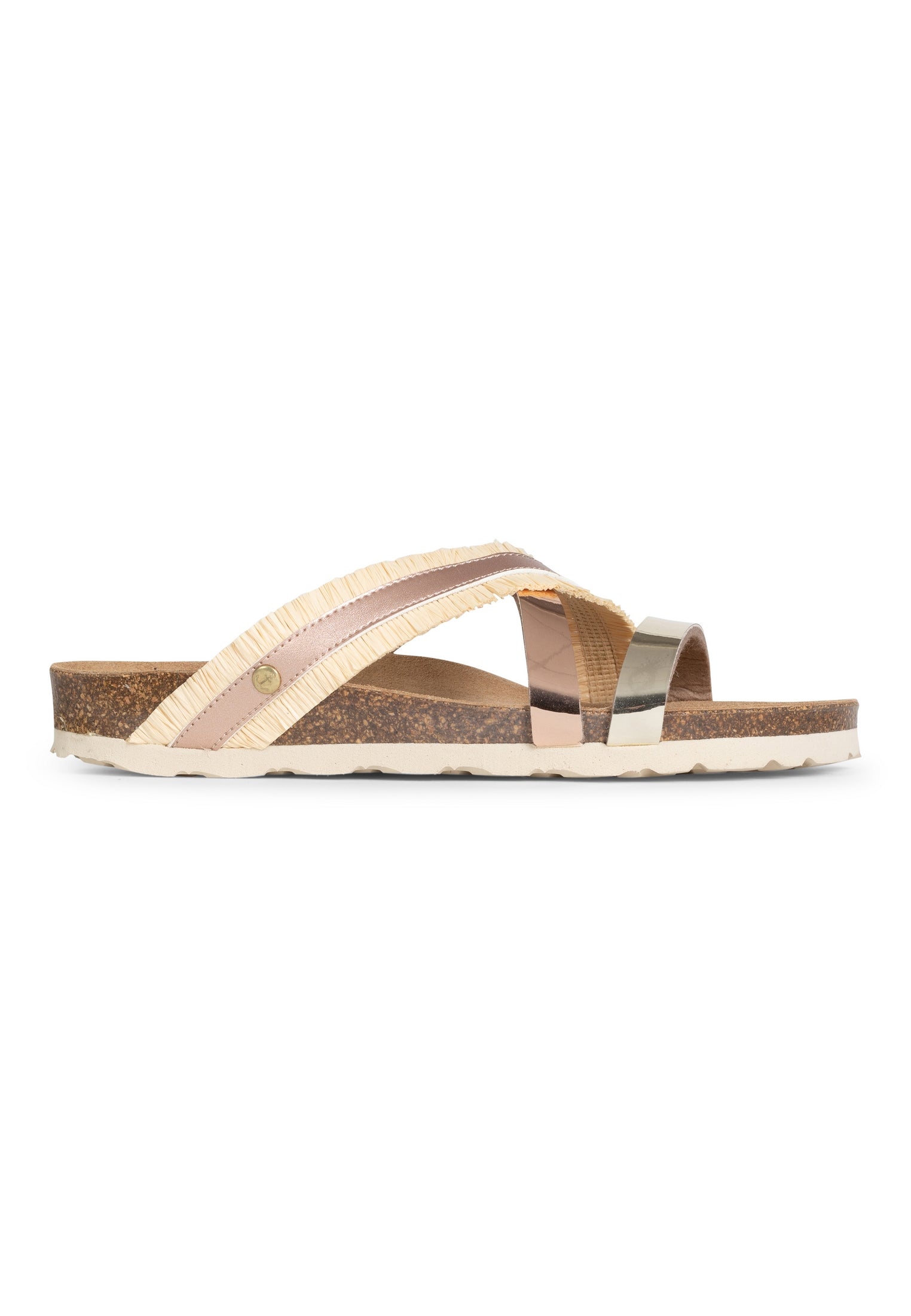 Beige and Pink Gold Reine Multi-Strap Sandals