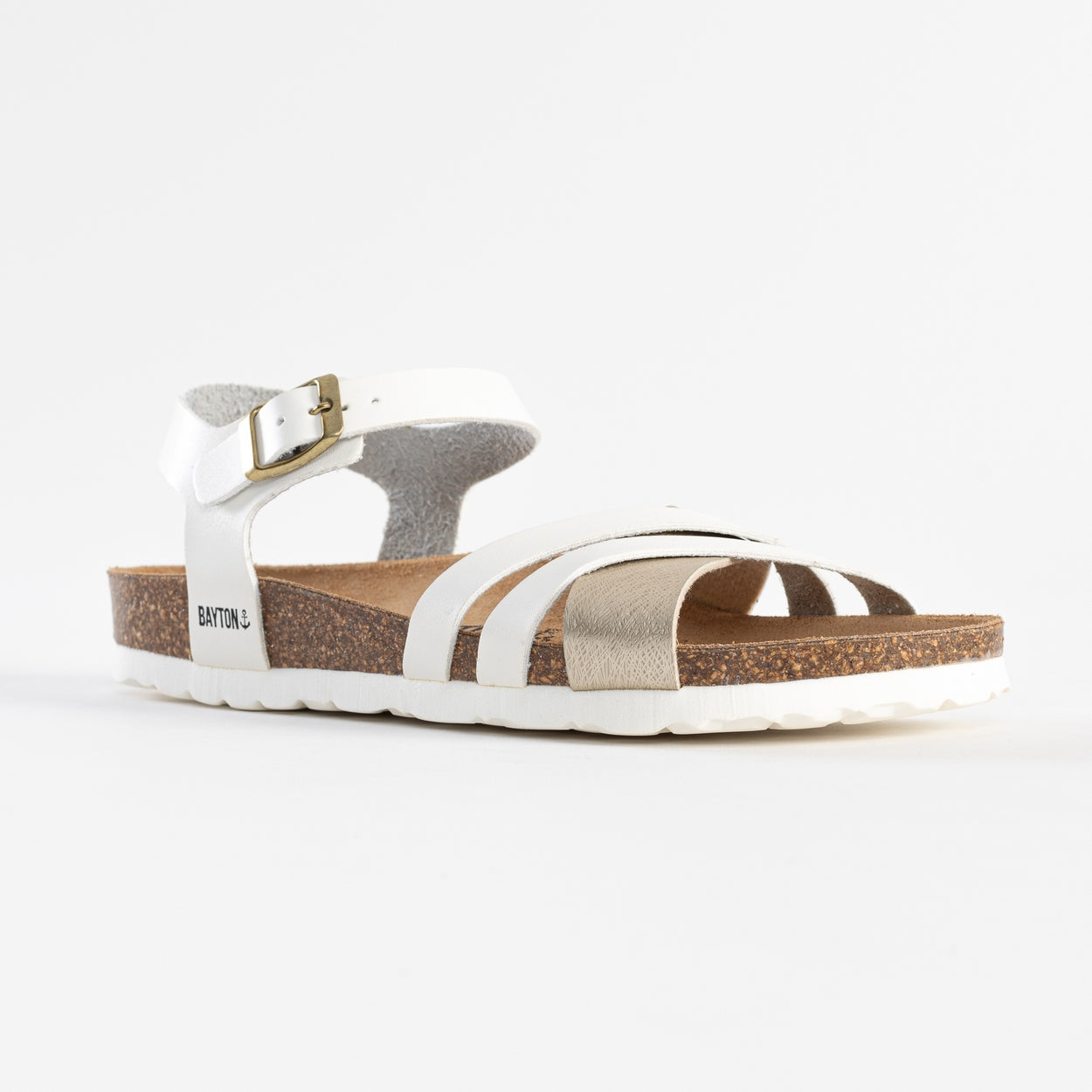 Denia White and Gold Multi-Strap Sandals