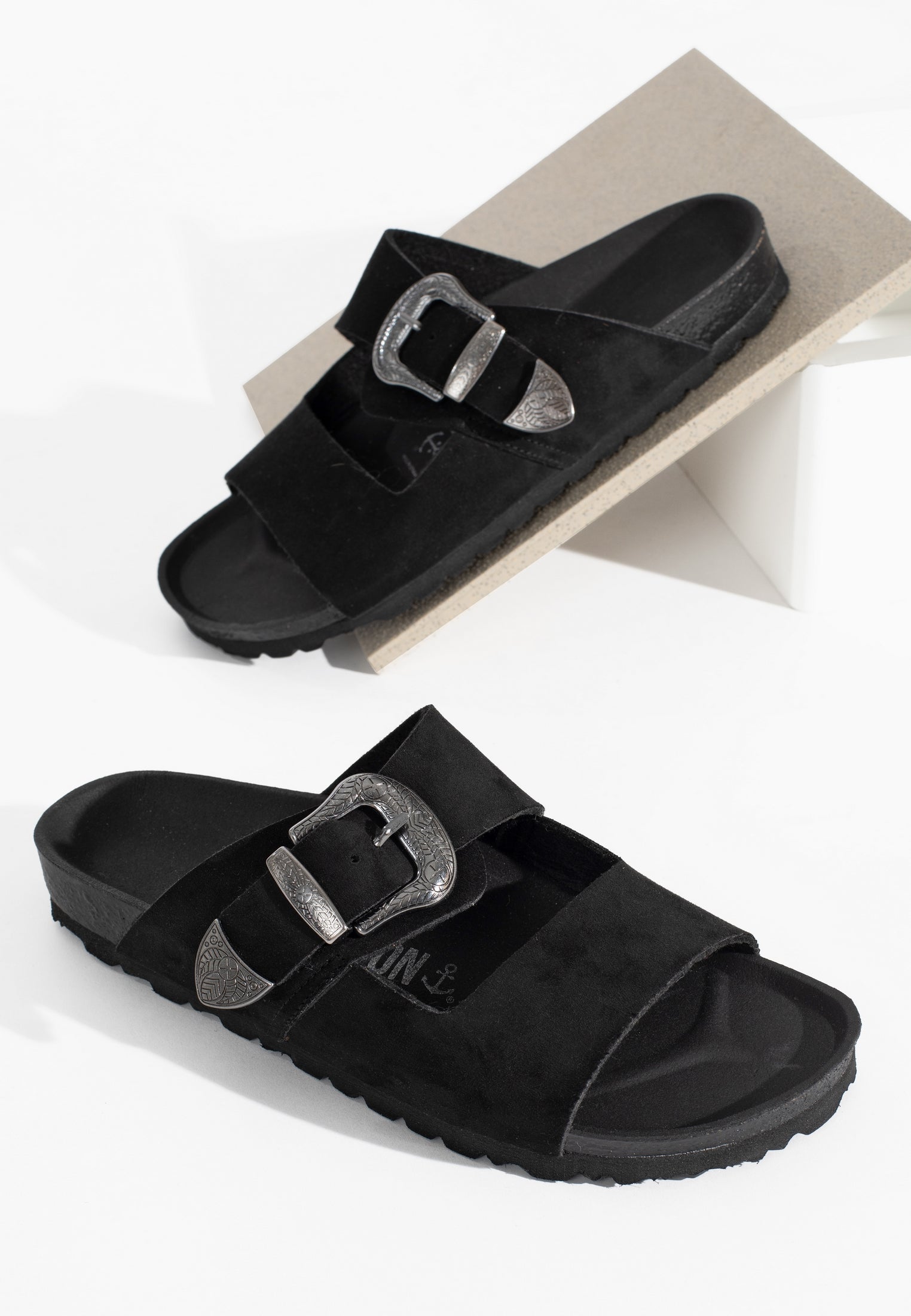 Attila Black 2 Strap Sandals