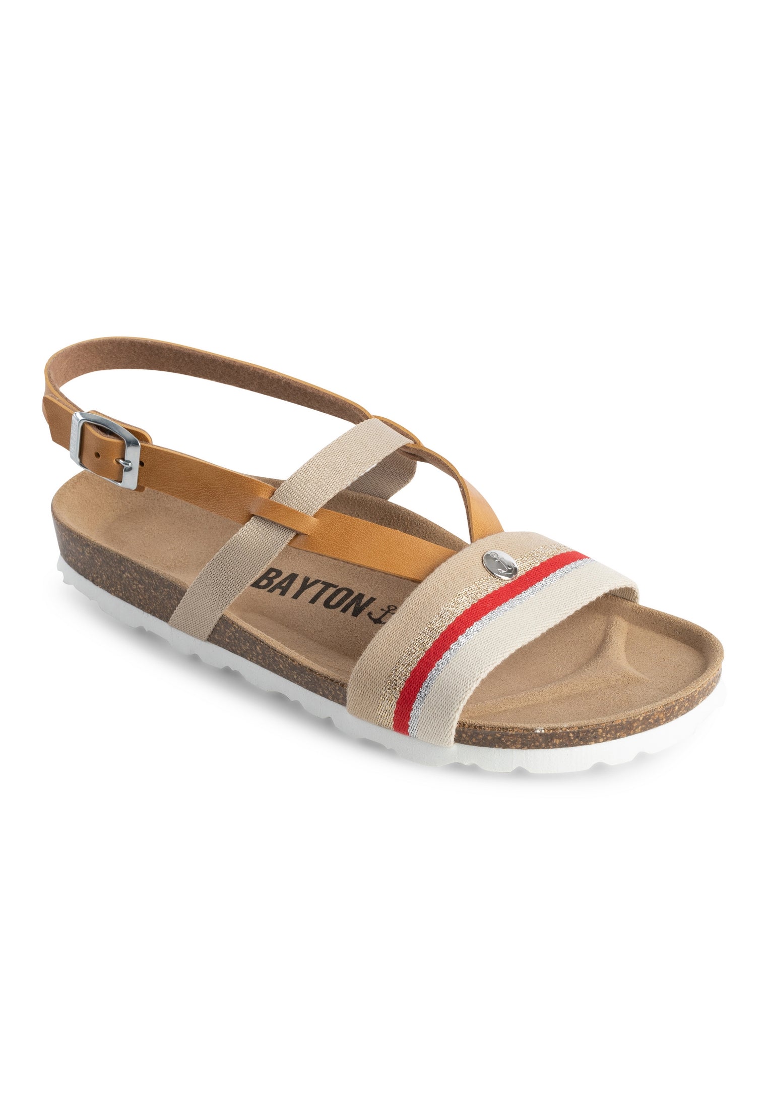 Sandales Spencer Beige Et Camel Et Rouge Multi-Brides