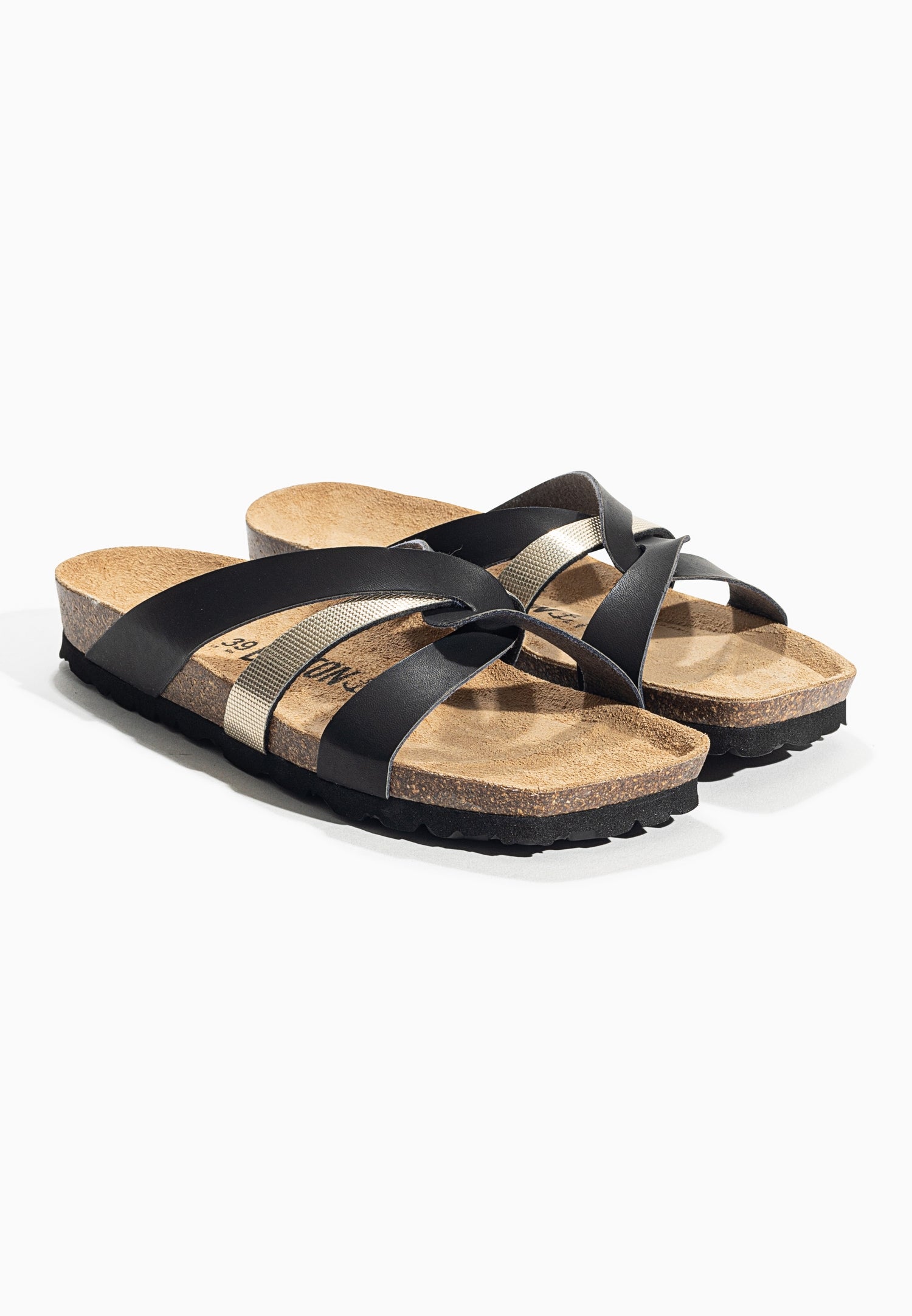 Santander Black and Gold Multi-Strap Sandals