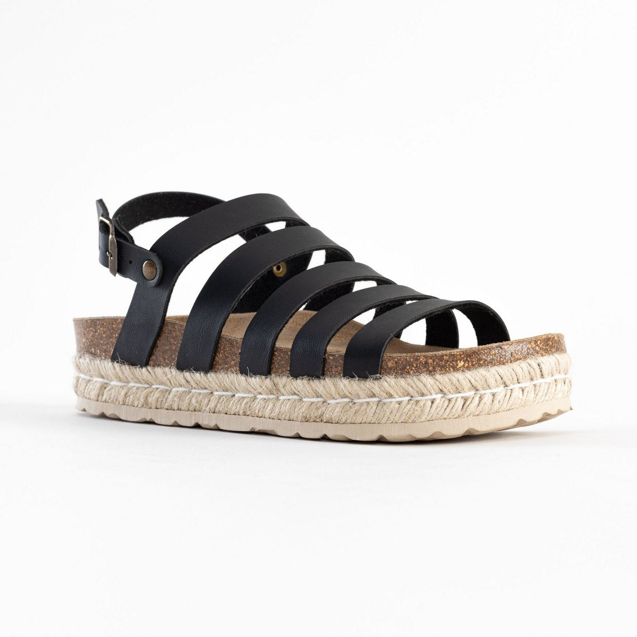 Umbria Black Multi-Strap Platform Sandals