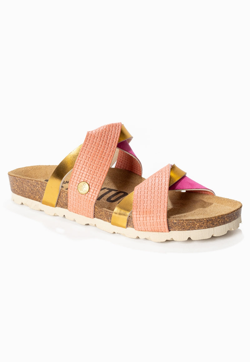 Sandalias Biarritz Coral y Oro