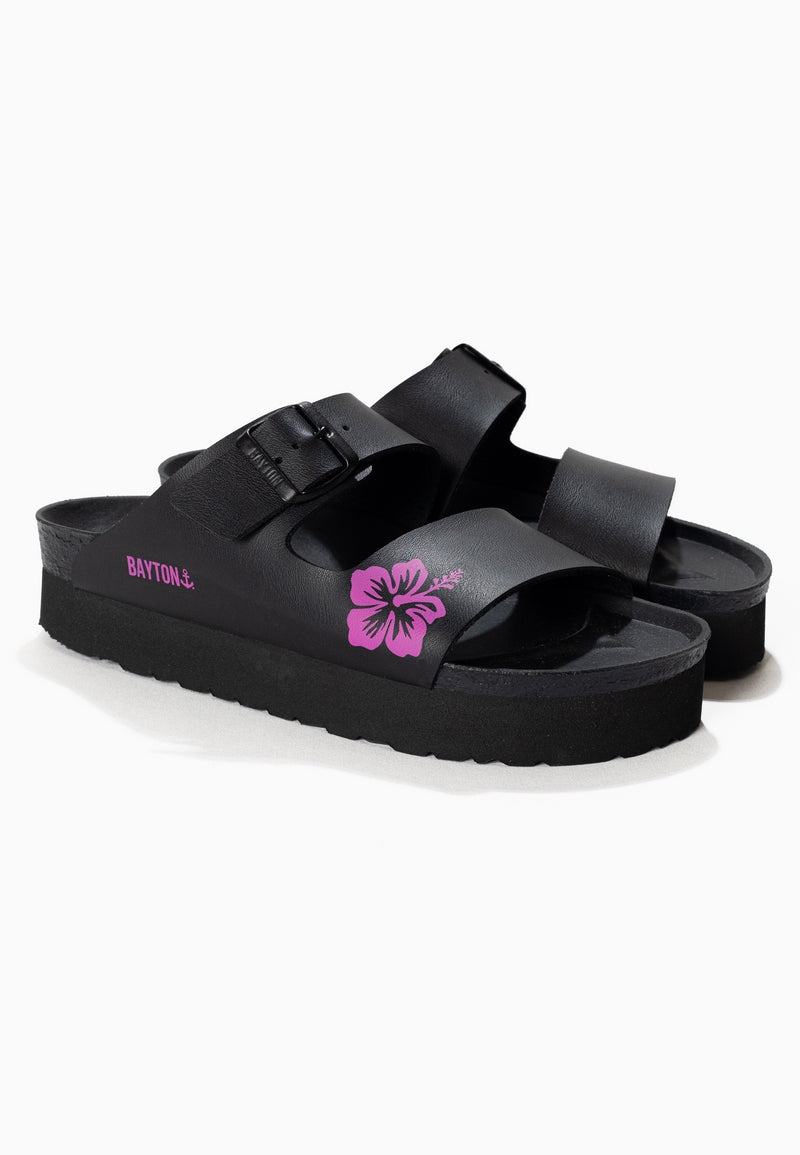 Jenn Black and Pink Platform Sandals