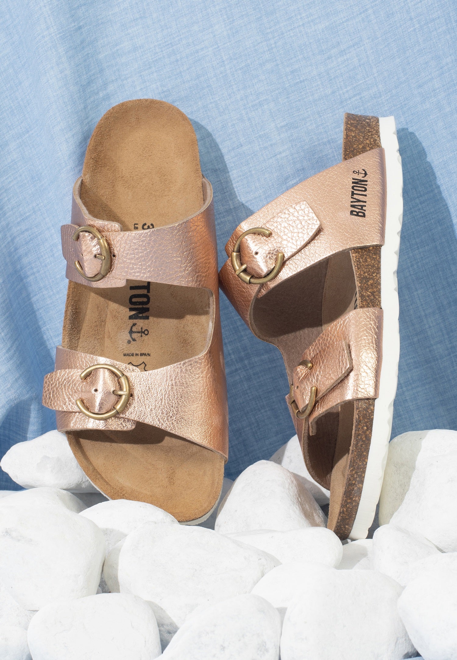 Ilithyie Rose gold 2-strap sandals