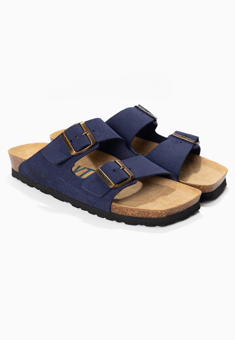 Sandales 2 Brides Atlas Bleu Marine en Cuir Suédé