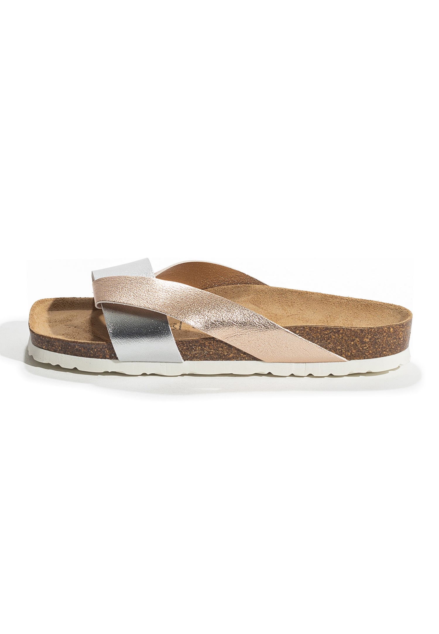 Mildura Rose Gold and Silver 2 Strap Sandals