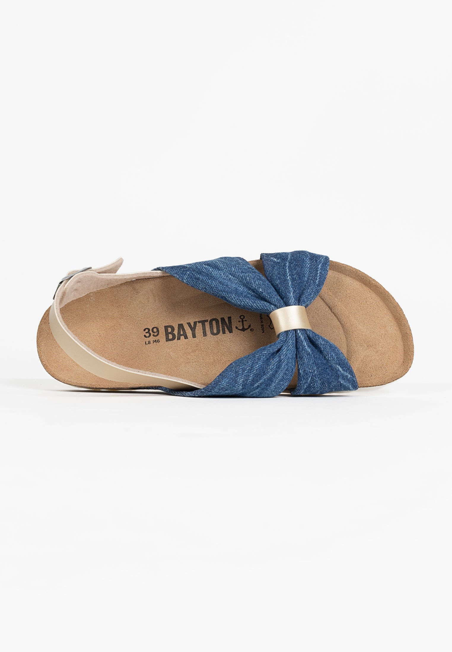 Frutti Blue Denim and Light Gold Multi-Strap Sandals