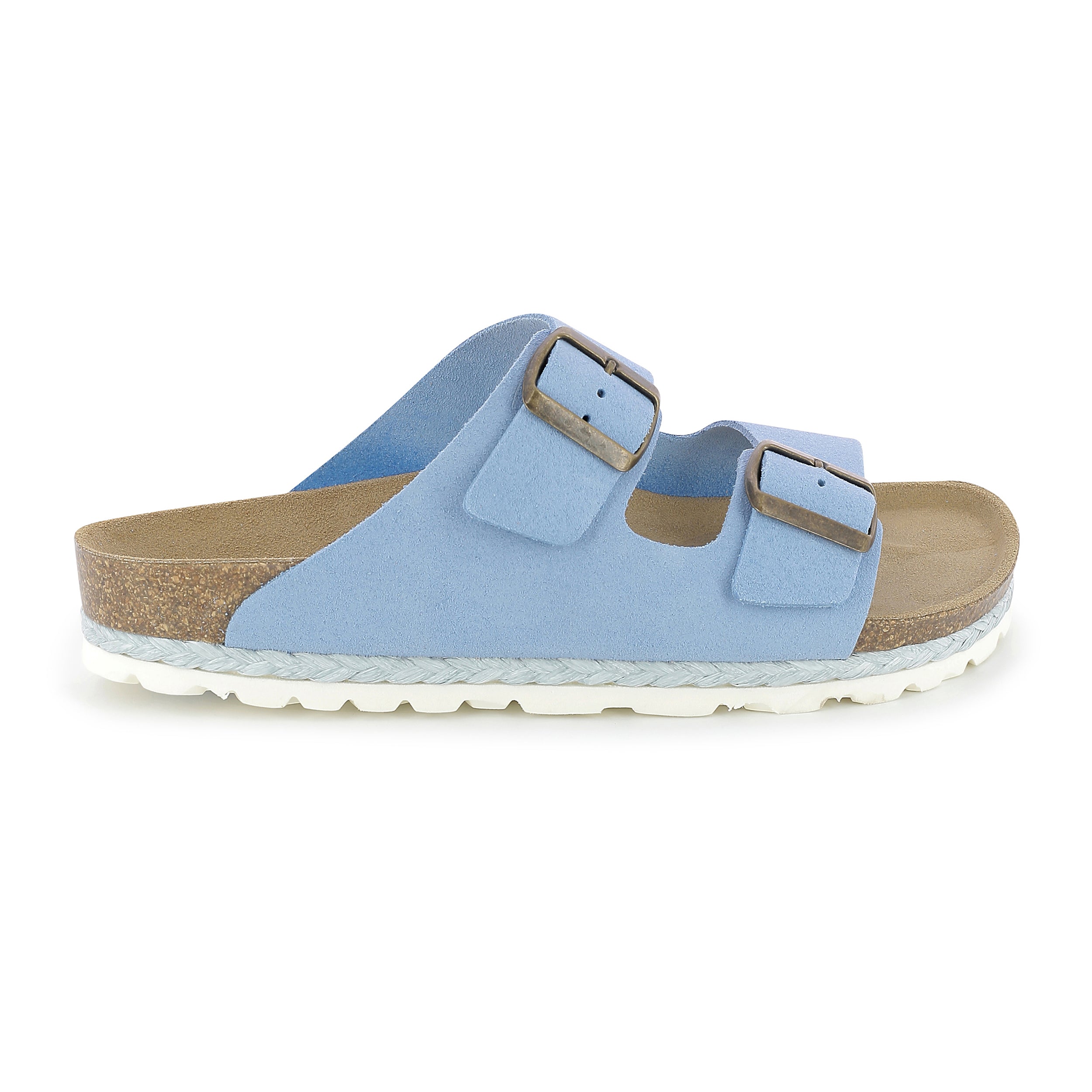 Benalla Blue Suede Leather 2 Strap Sandals