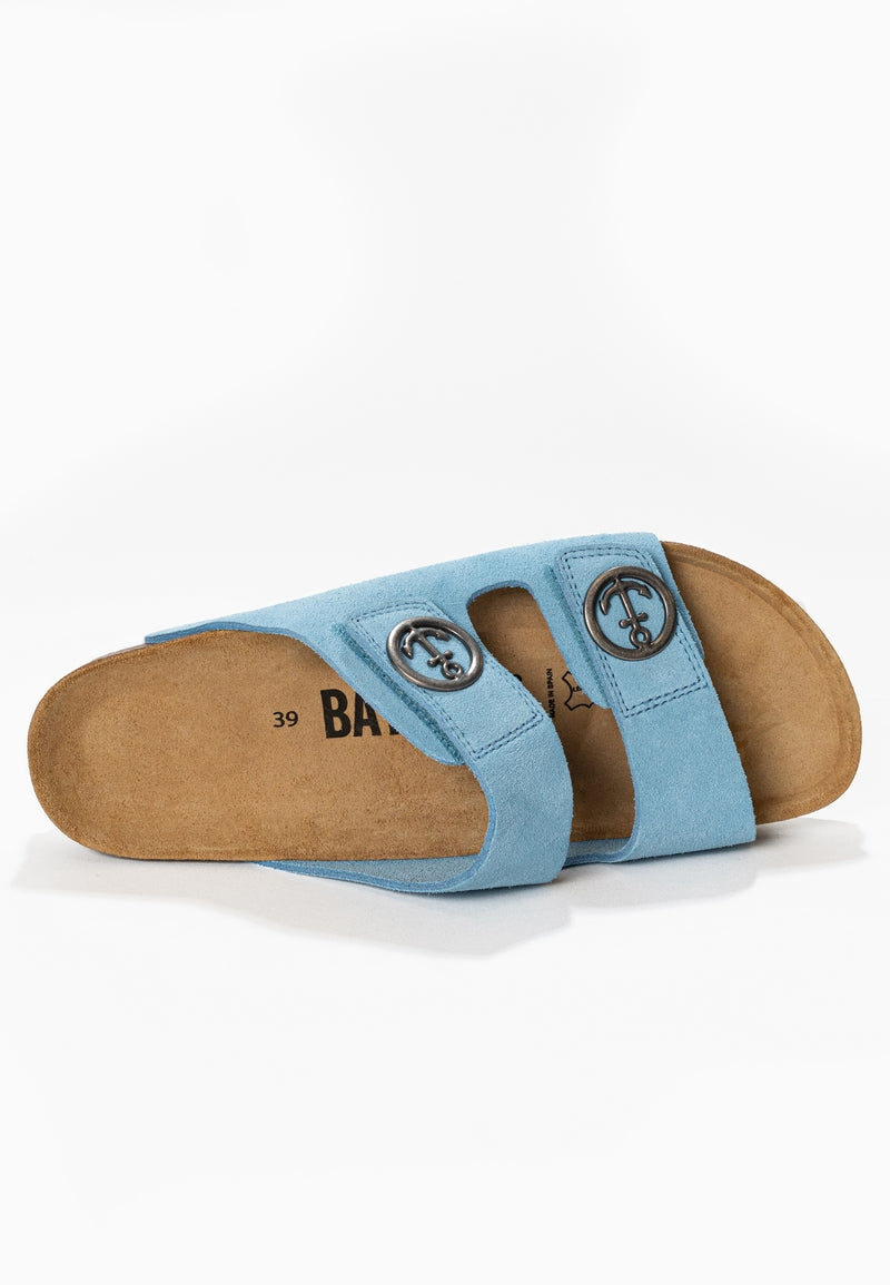 Belinda 2 Straps Sandals in Sky Blue Suede Leather