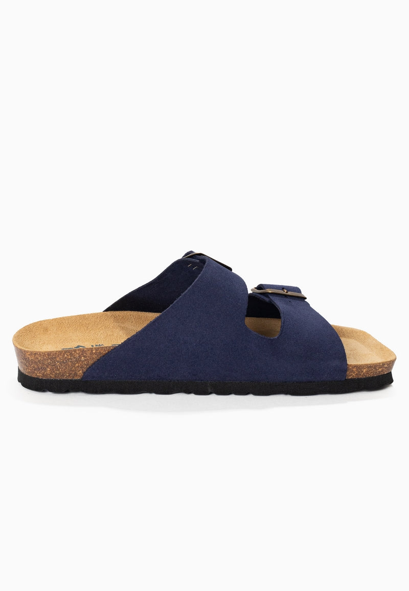 Atlas Navy Blue Suede Leather 2 Strap Sandals