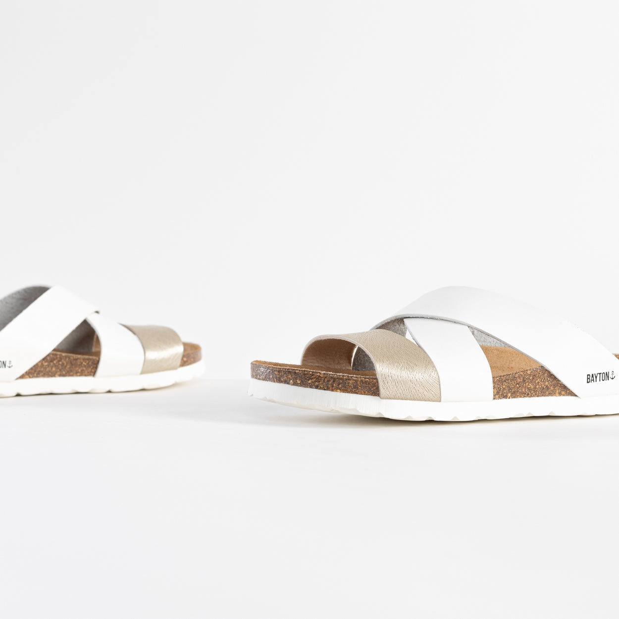 Seville White and Gold Multi-Strap Sandals