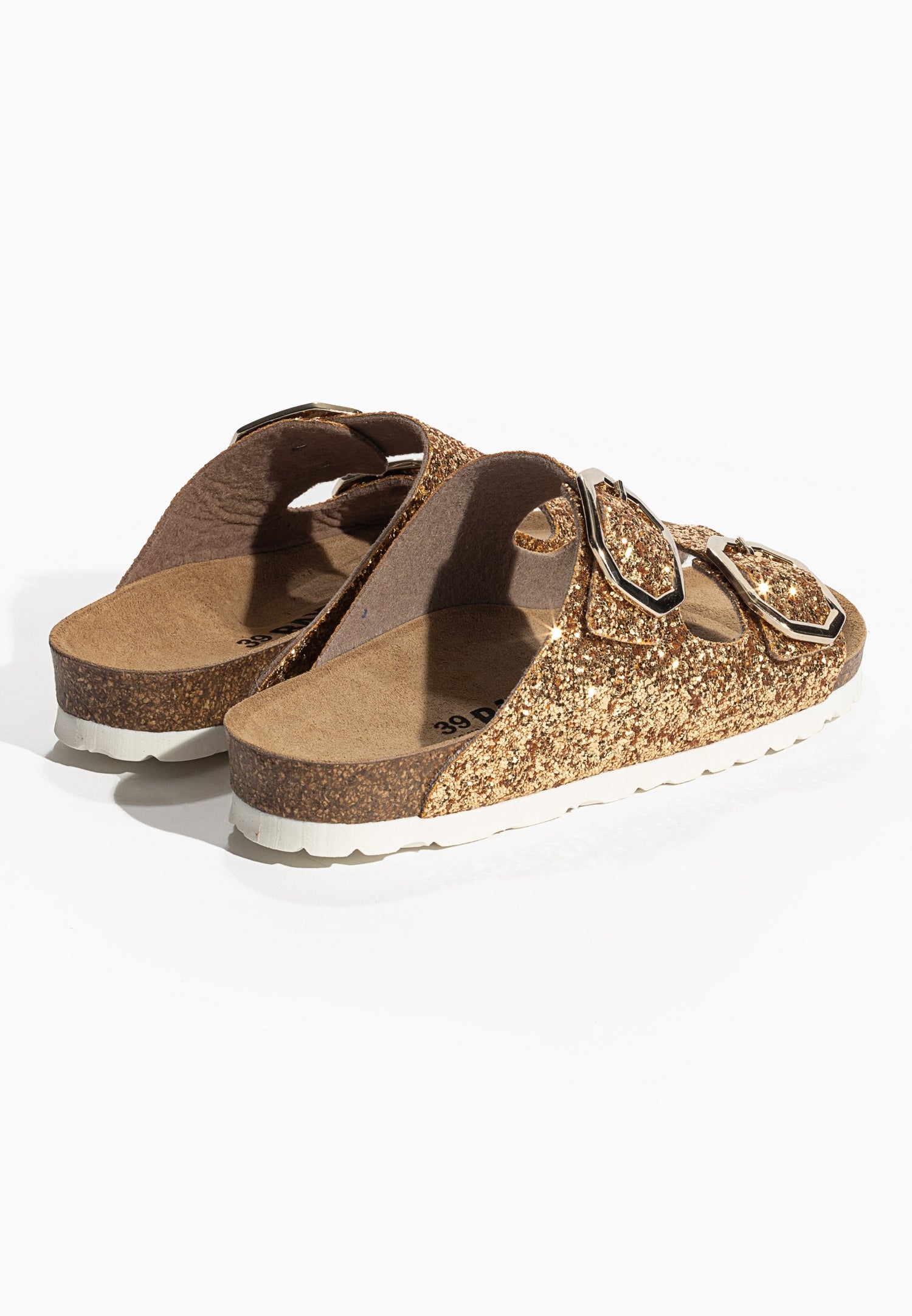 Atlas Gold Glitter 2 Strap Sandals