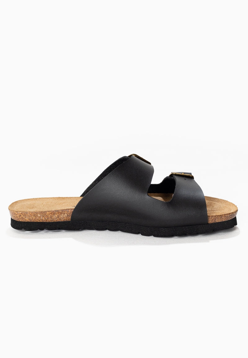 Black Astrakan 2 Strap Sandals