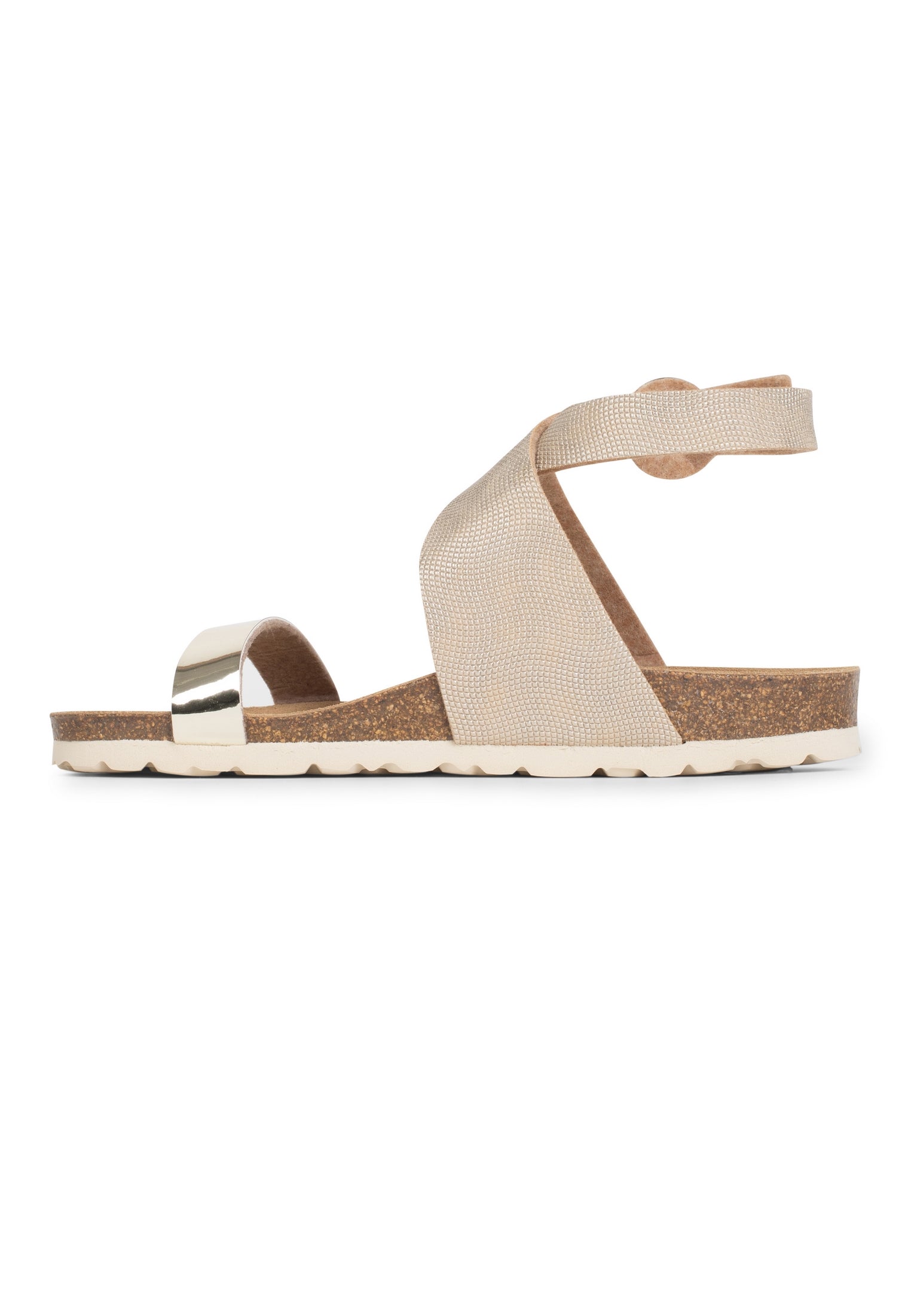 Goelette Grey and Beige Gold Multi-Strap Sandals