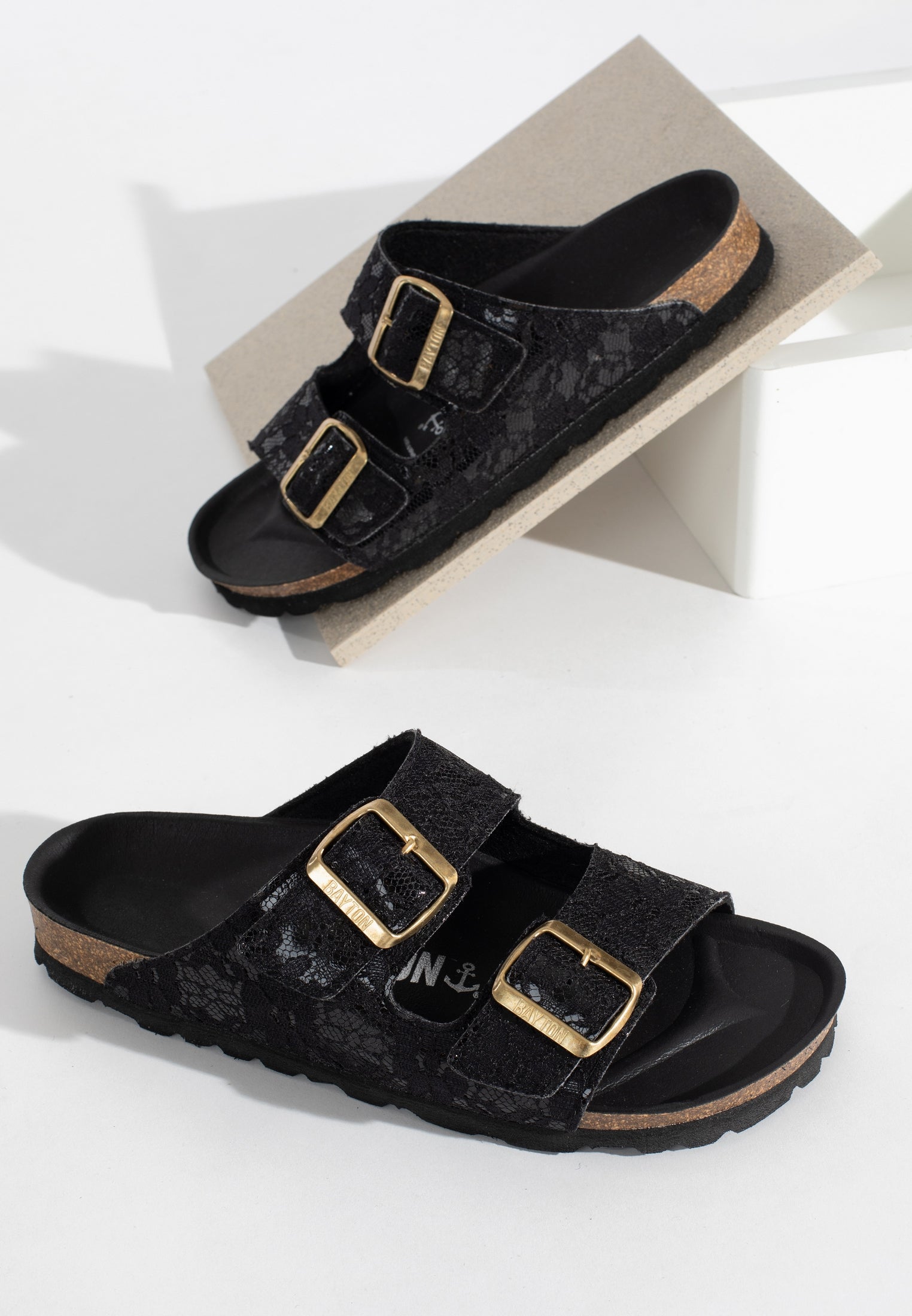 Atlas Black 2 Strap Sandals