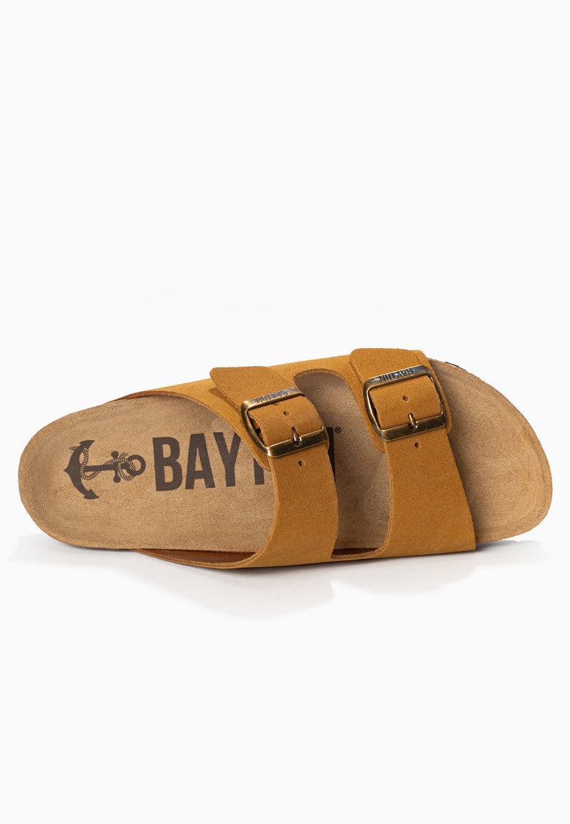 Atlas Camel Suede Leather 2 Strap Sandals