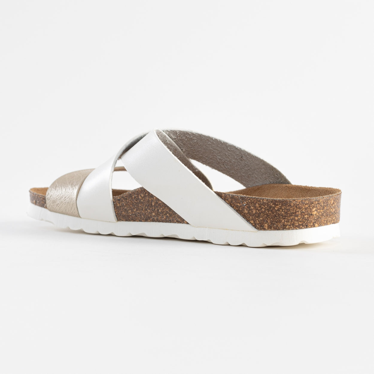 Seville White and Gold Multi-Strap Sandals