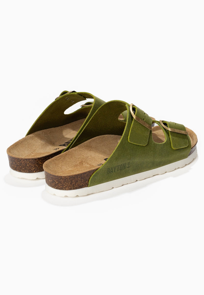 Sandales 2 Brides Atlas Vert 100% Cuir