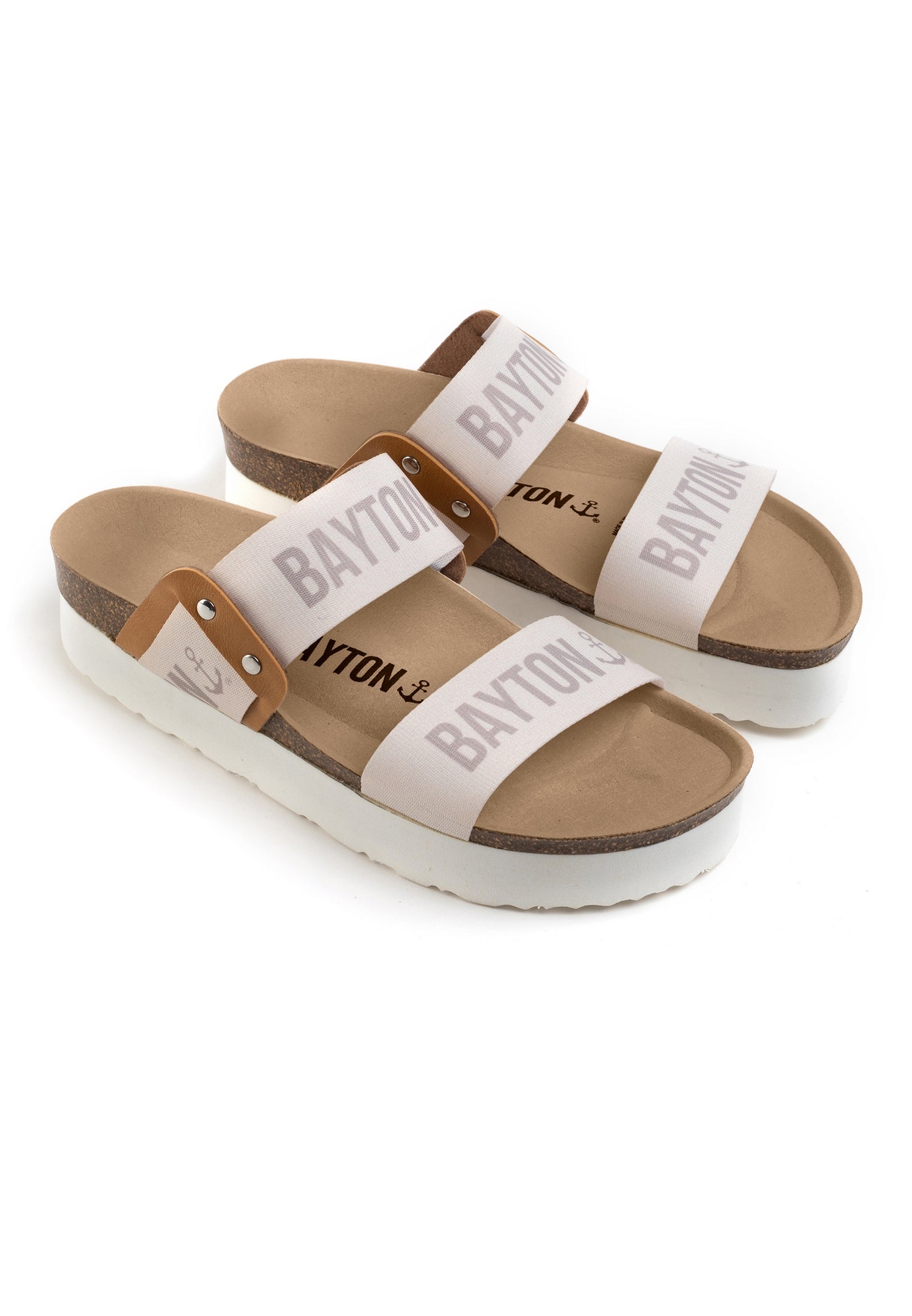 Sandalias Solar De 2 Tiras En Beige Y Camel