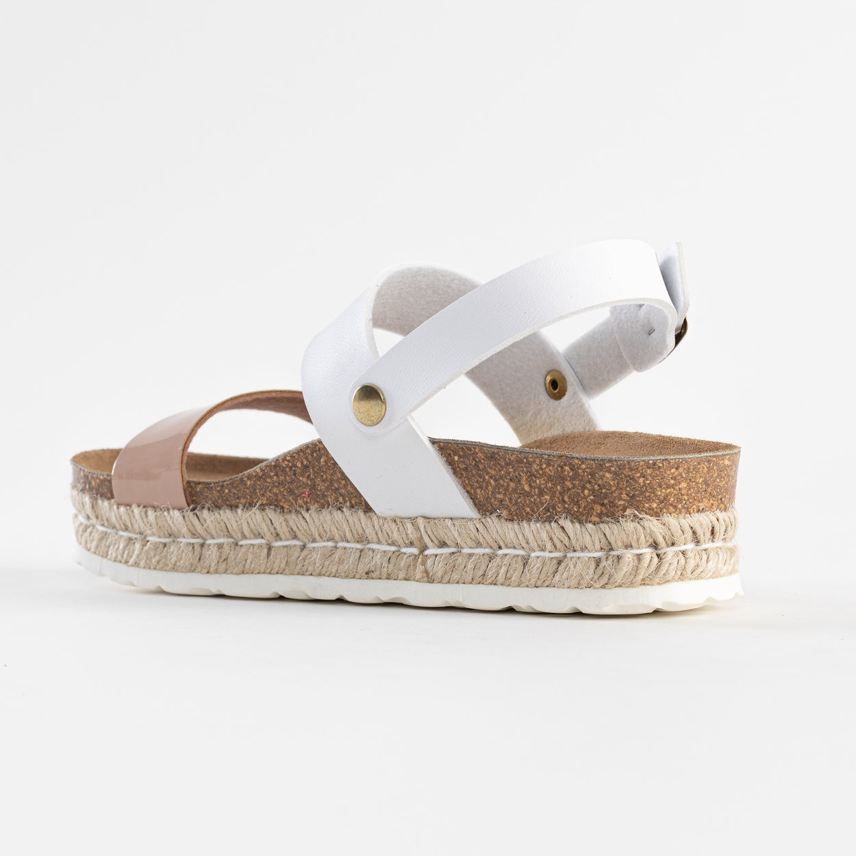 Gaceo White and Nude Platform Sandals