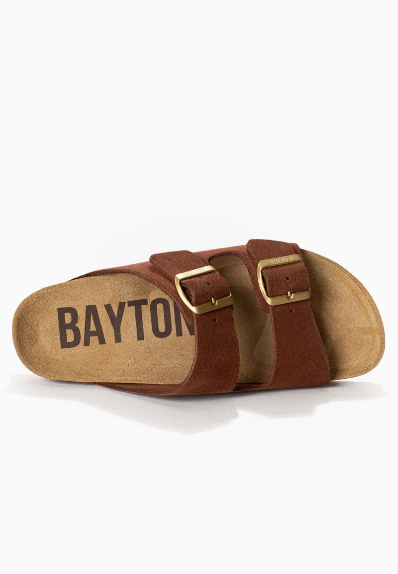 Brown Atlas 2 Strap Sandals in Suede Leather