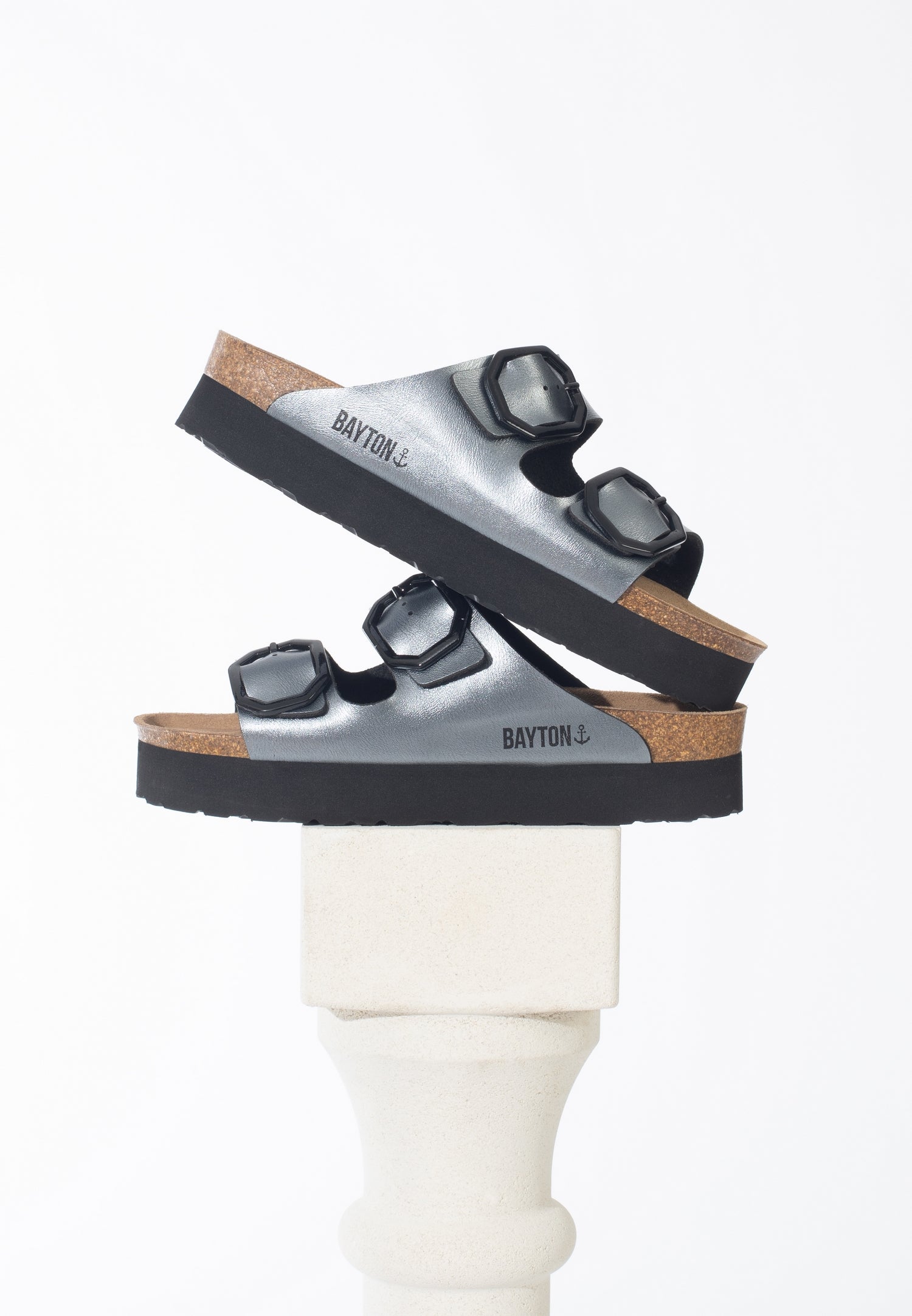 Japet Pewter Platform Sandals